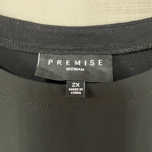 Premise Woman Black Split Sleeve Pull-On Top Hi-Low, Sz 2X - Picture 3 of 6